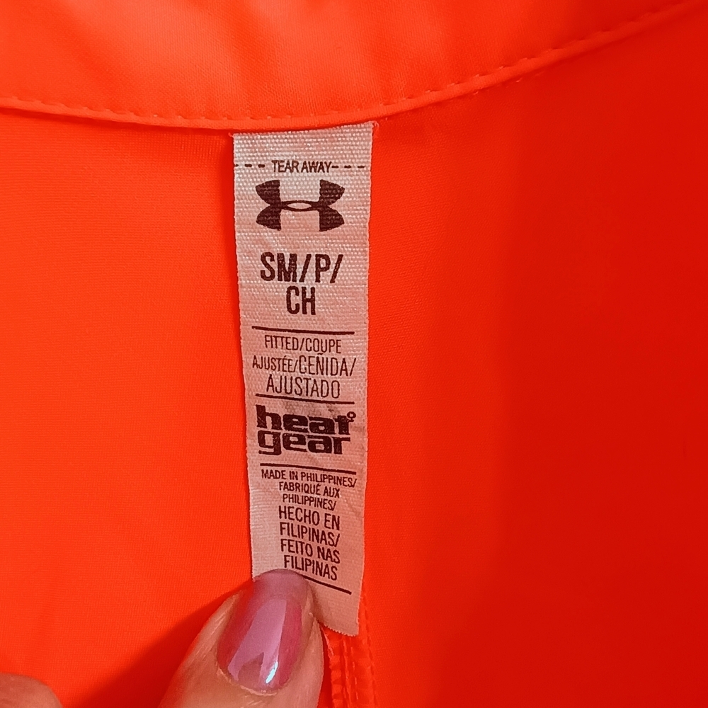 Heat Gear Women's Bright Salmon Color Button-Up Blouse - Picture 3 of 6